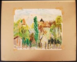 Blahos Rudolf (1917-1986): Balatonföldvár. Akvarell, papír,jelzett, paszpartuban, 30x38 cm