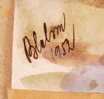 Blahos Rudolf (1917-1986): Balatonföldvár. Akvarell, papír,jelzett, paszpartuban, 30x38 cm