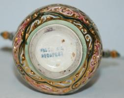 XIX. század vége: Kézzel festett aranyozott gyönyörű áttört Fischer János Budapest jelzésű Herendi f...