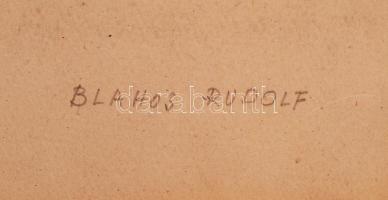 Blahos Rudolf (1917-1986): Fák az útnál, akvarell, papír, jelzett, paszpartuban, 35×22 cm