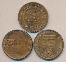 Amerikai Egyesült Államok DN Lyndon B. Johnson + Harry S. Truman + Fehér Ház 3db Br emlékérem (34mm) T:2,2- USA ND Lyndon B. Johnson + Harry S. Truman + White House 3 Br medallion (34mm) C:XF,VF