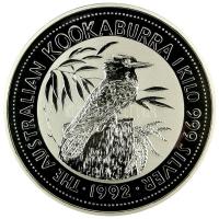 Ausztrália 1992. 30$ Ag(0.999) "Kookaburra" 1100,10g (1,1kg/100mm) T:PP ph. Csak 1000db! RR!! Australia 1992. 30 Dollars Ag(0.999) "Kookaburra" 1100,1g (1,1kg/100mm) C:PP edge error Only 1000 examples! Rare!