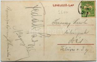 1910 Andre Frey korai pilóta kolozsvári repülésére kiadott képeslap, rajta a pilóta és Fedák Sári sa...