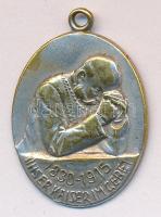 Ausztria 1915. Ferenc József császárt ima közben ábrázoló ezüstözött Br medál (28x18mm), I. Világháborús propaganda T:2 Austria 1915. Propaganda medal of WWI, Emperor Franz Joseph is praying, silver-plated Br medal (28x18mm) C:XF