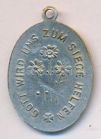 Ausztria 1915. Ferenc József császárt ima közben ábrázoló ezüstözött Br medál (28x18mm), I. Világháb...