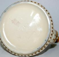 1800-as évek vége: Kézzel festett török díszítésű Zsolnay duplafalú áttört fajansz váza benyomott Zs...