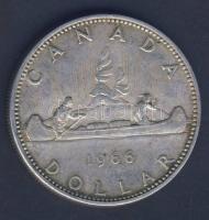 Kanada 1966. 1$ Ag "Kenu" T:2- Canada 1966. 1 Dollar Ag "Canoe" C:VF