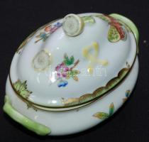 Kézzel festett sorszámozott Victoria avec bord en or-mintás jelzett Herendi porcelán bonbonier citro...