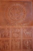Bőr falidísz a 12 csillagjeggyel /
Leather wall-decoration with the astrological signes 53x21cm