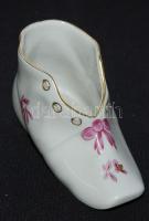 1955 Kézzel festett sorszámozott Nanking bouquet-mintás jelzett Herendi porcelán cipő hibátlan állapotban / Handpainted numbered Herend chinaware shoe in flawless condition 5x10cm