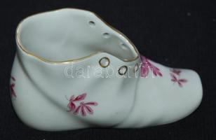 1955 Kézzel festett sorszámozott Nanking bouquet-mintás jelzett Herendi porcelán cipő hibátlan állap...