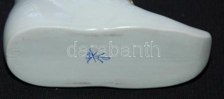 1955 Kézzel festett sorszámozott Nanking bouquet-mintás jelzett Herendi porcelán cipő hibátlan állap...