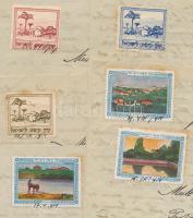 1914 6 klf cionista levélzáró Németországból Romániába küldött levélen / 6 different Zionist labels on letters from Germany to Romania