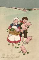 New year, children, pigs, clover