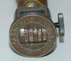 Régi, fanyelű, "Penyige" feliratú vasúti elővétes dátumbélyegző /
Railways stamper 14 cm