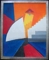 Orgoványi Anikó: Szentendrei lépcsők, olaj-vászon, keretben, 32x26cm