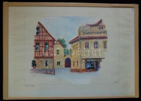 Hoch István (építész): Leutenberg, pasztell, papír, üvegezett karton, jelzett 16×21 cm.