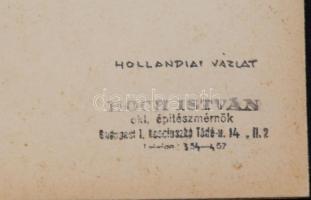 Hoch István (építész): Vorschoffen, tus, papír, karton, jelzett 16×21 cm