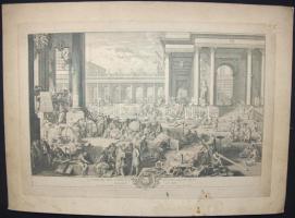 Sébastien Leclerc (1637-1714): L'Académie des sciences et des beaux-arts dédiée au Roy, rézkarc,  kartonra kasírozva / Etching, 28x41cm