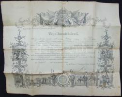 1892 Katonai végelbocsájtó levél. Obsit. (szakadásokkal) / 1892 Military dirsarming warrent (tears) 52x40 cm