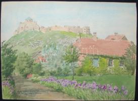 Barabás Gizella (1893-1985): Sümeg, akvarell, papír, jelzett  24×34 cm