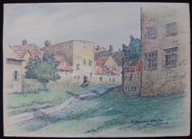 Barabás Gizella (1893-1985): Sopron, vegyes technika, papír, jelzett 24×34 cm