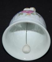 Virágokkal díszített szolidan aranyozott jelzett Hollóházi porcelán csengő /
Hollóháza chinaware bel...