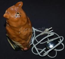 Bagoly alakú, mázas, jelzett porcelán lámpa, kiválóan működik /
GDR porcelain lamp in owl figure, wo...