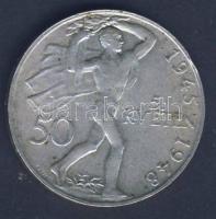 Csehszlovákia 1948. 50K Ag "Prágai felkelés" T:2- Czechoslovakia 1948. 50 Korun Ag "Prague uprising" C:VF