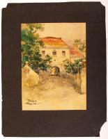 Hollósy B. jelzéssel: Kőszeg 932, akvarell, jelzett,  21×15 cm