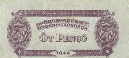 1944. Vöröshadsereg Parancsnoksága 5P (2x) látványos vágáshibával T:II,III