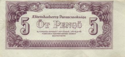 1944. Vöröshadsereg Parancsnoksága 5P (2x) látványos vágáshibával T:II,III