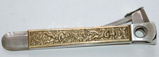 cca 1900 Donatus Solingen szivarvágó puttókkal és növényi motívumokkal gazdagon díszített réz nyélle...