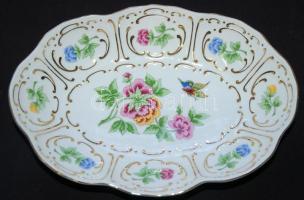 6db aranyozott jelzett Hollóházi porcelán süteményes tányér és 1db süteményes tál (2417/Hortenzia) h...