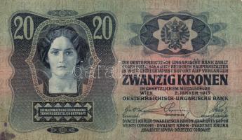 1912. 100K + 1913. 20K (2x) I. és II. kiadás + 1914. 50K + 1915. 10K mindegyik bankjegy fekete román...