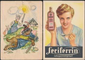 5 db háború előtti reklámlap, vegyes minőség