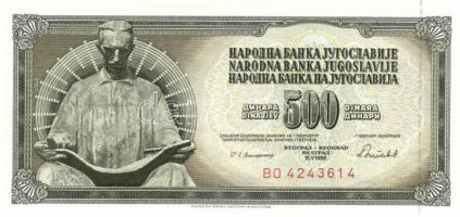 Jugoszlávia 1974. 20D (2x) egymás utáni sorszámmal + 1986. 500D (2x) egymás utáni sorszámmal T:I
Yug...