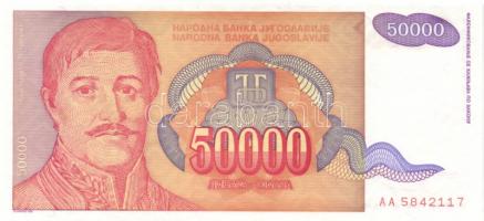 Jugoszlávia 1994. 50.000D (2x) egymás utáni sorszámmal + 50.000D (3x) egymás utáni sorszámmal T:I
Yu...