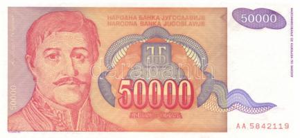 Jugoszlávia 1994. 50.000D (2x) egymás utáni sorszámmal + 50.000D (3x) egymás utáni sorszámmal T:I
Yu...