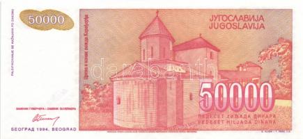 Jugoszlávia 1994. 50.000D (2x) egymás utáni sorszámmal + 50.000D (3x) egymás utáni sorszámmal T:I
Yu...