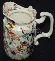 Cca 1890 Fajansz kiöntő,jelzés nélkül, 91-es formaszámmal, 14 cm (Zsolnay,Fischer)?