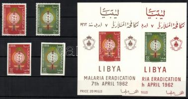 1962 Malária elleni küzdelem fogazott és vágott sor Mi 118-119 + blokk Mi 2-3