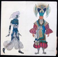 Bakot jelzéssel (1923): Ruha tervek, vegyes technika, összesen 3db lap, 21×21 cm, kis szakadással