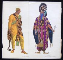 Bakot jelzéssel (1923): Ruha tervek, vegyes technika, összesen 3db lap, 21×21 cm, kis szakadással