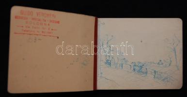 Lux Alice (1906-1988): A szobrásznő 9 oldalas vázlatfüzete sok tanulmány rajzzal