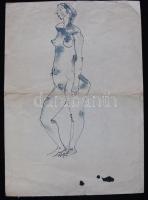 Lux Alice (1906-1988): 3 db rajz, akt, női fej, tanulmányrajz, tus, toll, papír  28×20 cm