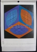 2004-es nagyméretű falinaptár Vasarely-reprodukciókkal (egy lap hiányzik) /
Calendar with Vasarely r...