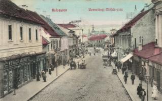 Kolozsvár Wesselényi street with the shop of József Kovács and Hotel Pannónia