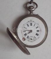 Cca 1890 Ezüst (Ag.),Remontoir zsebóra, működőképes, apró sérülés a számlapon, Br:75 gr./
Silver hun...