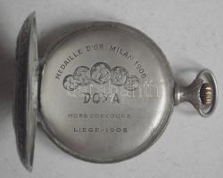 Cca 1907  Doxa zsebóra, fém, hátoldalán zsokék versenyben, sérült számlap /
Vintage Doxa pocket watc...